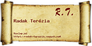 Radak Terézia névjegykártya